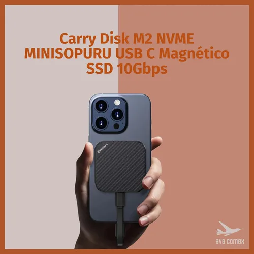 Carry Disk Magnético M2 Nvme Minisopuru Usb C Ssd 10gbps Gris Oscuro - Imagen 2