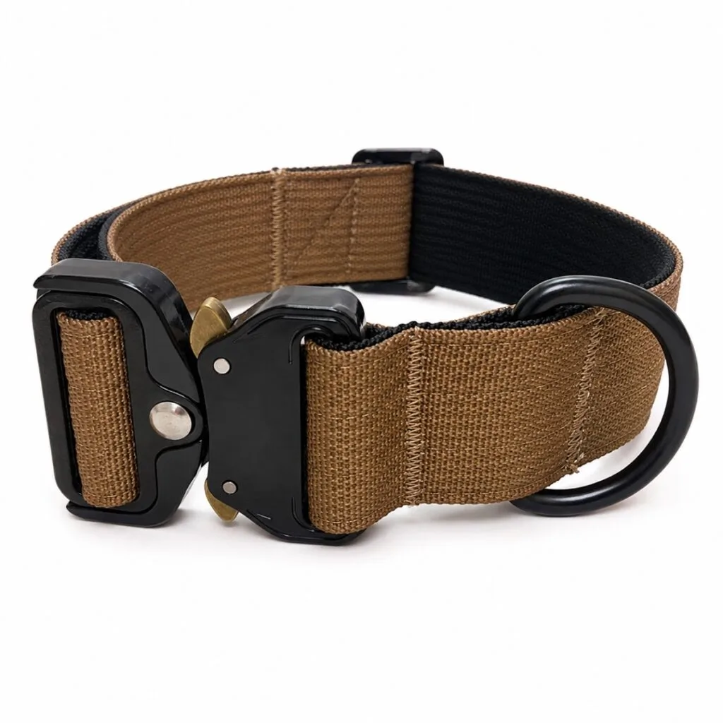 Collar Táctico Para Perro Nylon Doble Capa Hebilla Metálica