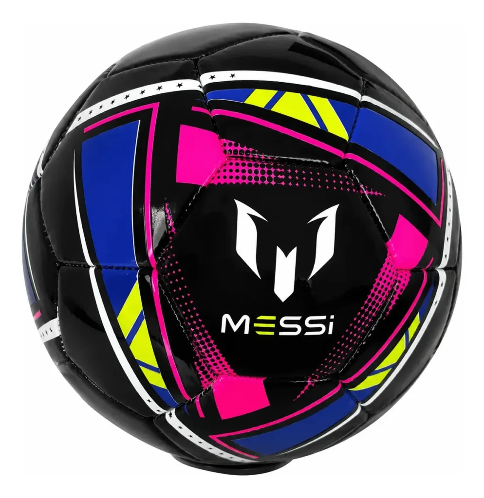 Pelota Fútbol N°5 Rosa Messi Inter Cuero Sintético Negro