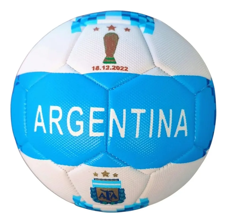 Pelota Fútbol Número 5 Blanca Y Celeste Cuero Sintético Celeste