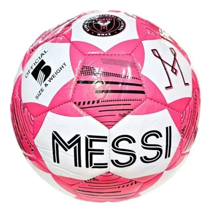 Pelota Fútbol Número 5 Rosa Messi Inter Cuero Sintético Rosa