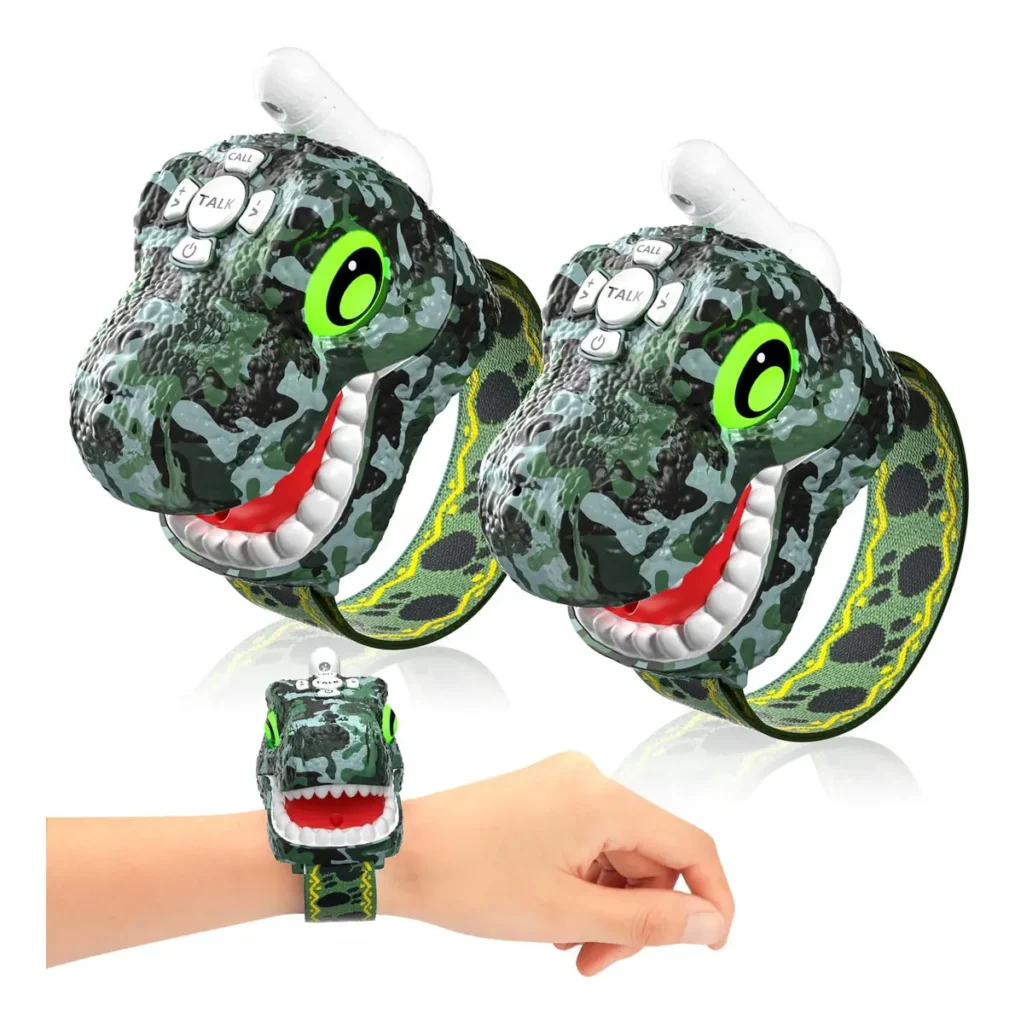 Walkie Talkie Infantil De Dinosaurios Súper Resistentes Verde Oscuro